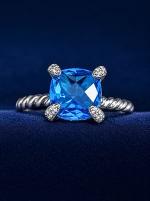 Blue Topaz And Sterling Silver Size 7 Ring - Thumbnail 3