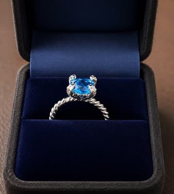 Blue Topaz And Sterling Silver Size 7 Ring - Thumbnail 2