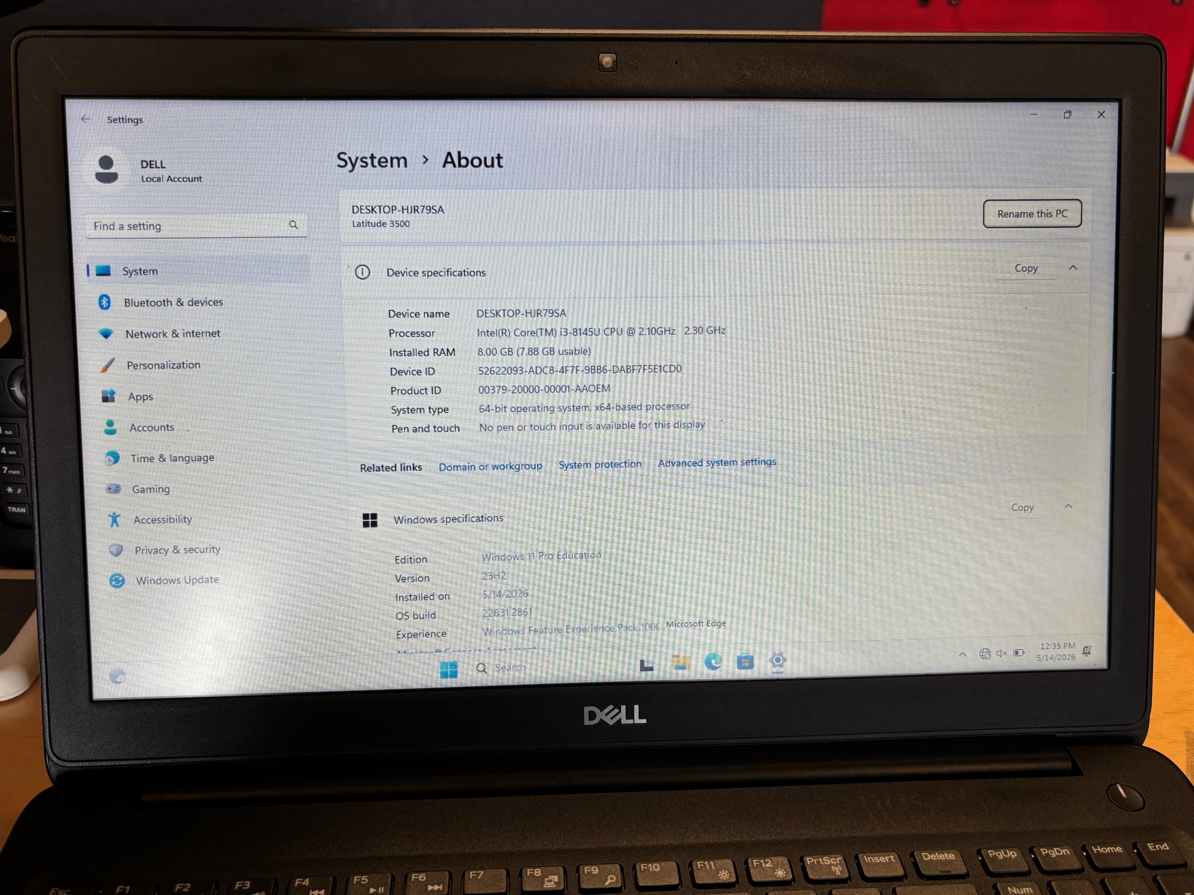 Dell Latitude 3500 Laptop 8GB RAM Intel i3 Windows 11 - Thumbnail 2