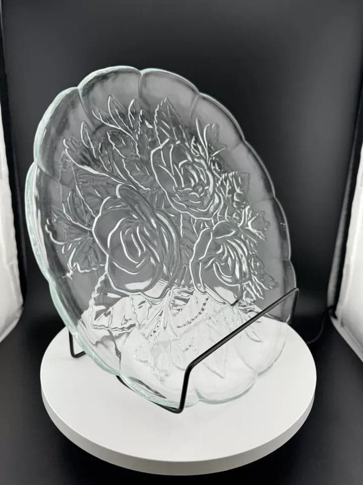 Pressed Glass Rose Platter - Thumbnail 3