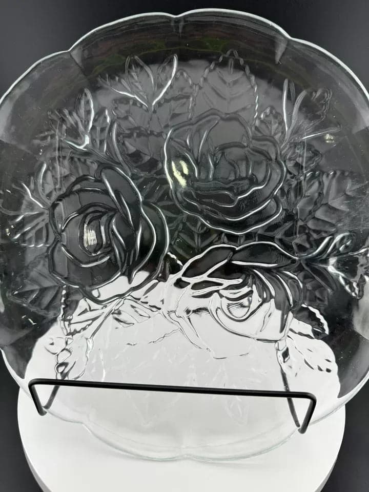 Pressed Glass Rose Platter - Thumbnail 2