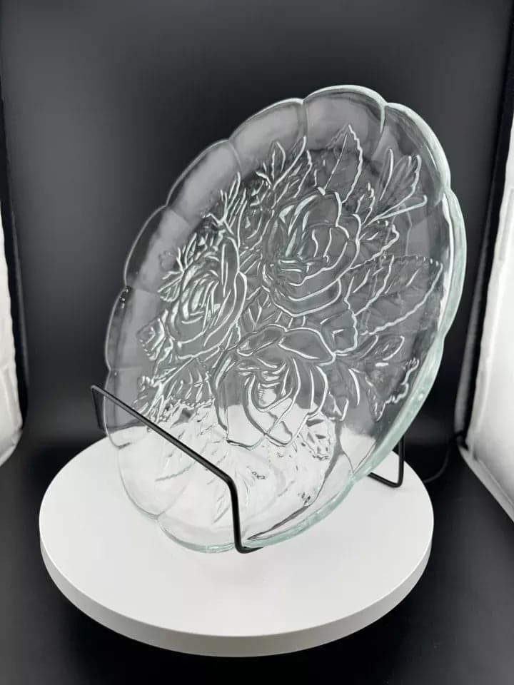 Pressed Glass Rose Platter - Thumbnail 4