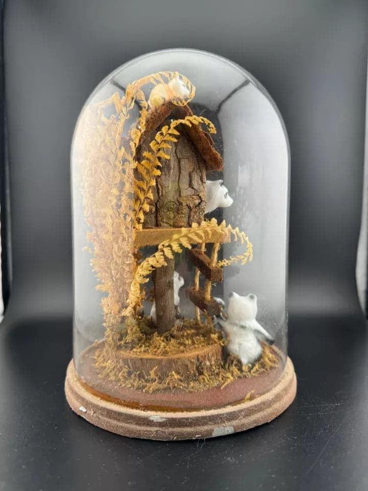 Vintage Kitschy Ceramic Animals Diorama - Thumbnail 3