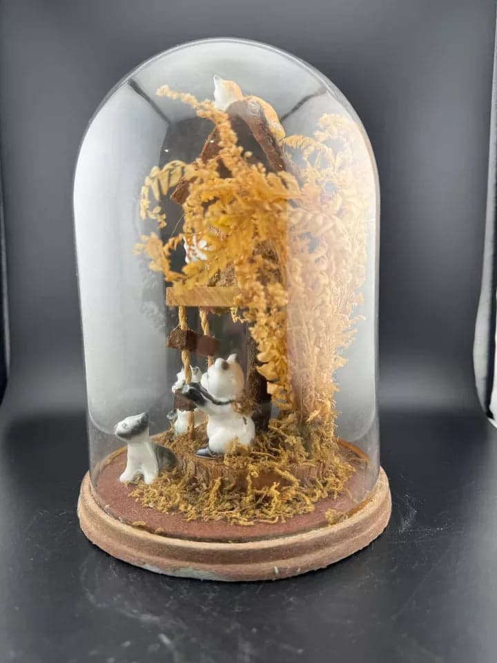 Vintage Kitschy Ceramic Animals Diorama - Thumbnail 5