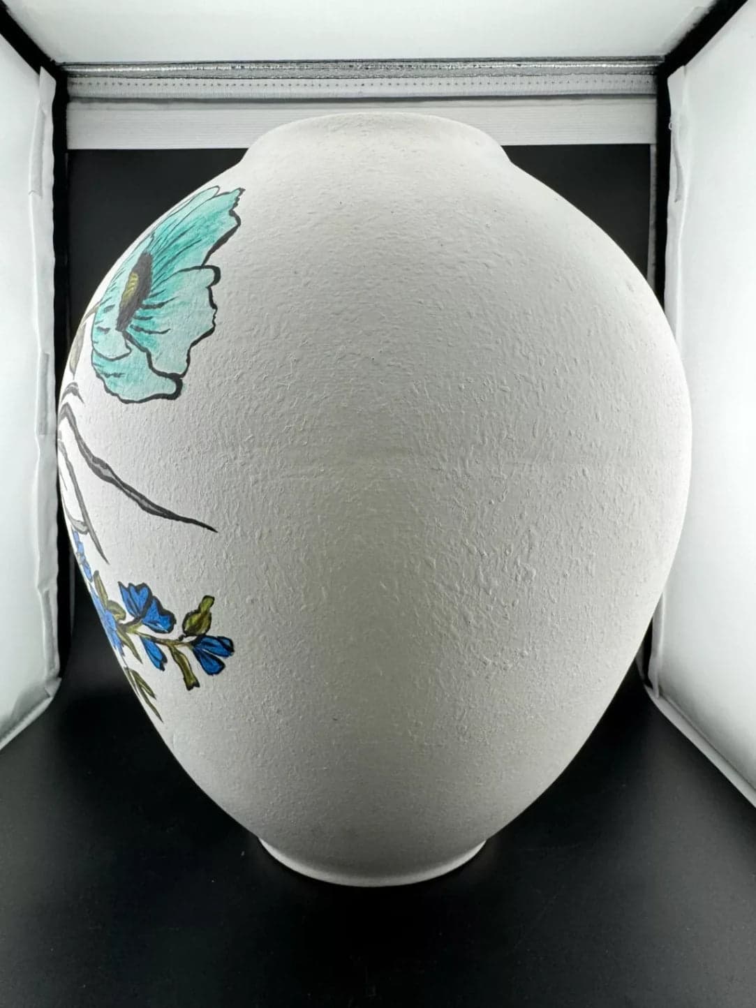 Hand-Painted Ceramic Vase Blue Poppy - Thumbnail 7