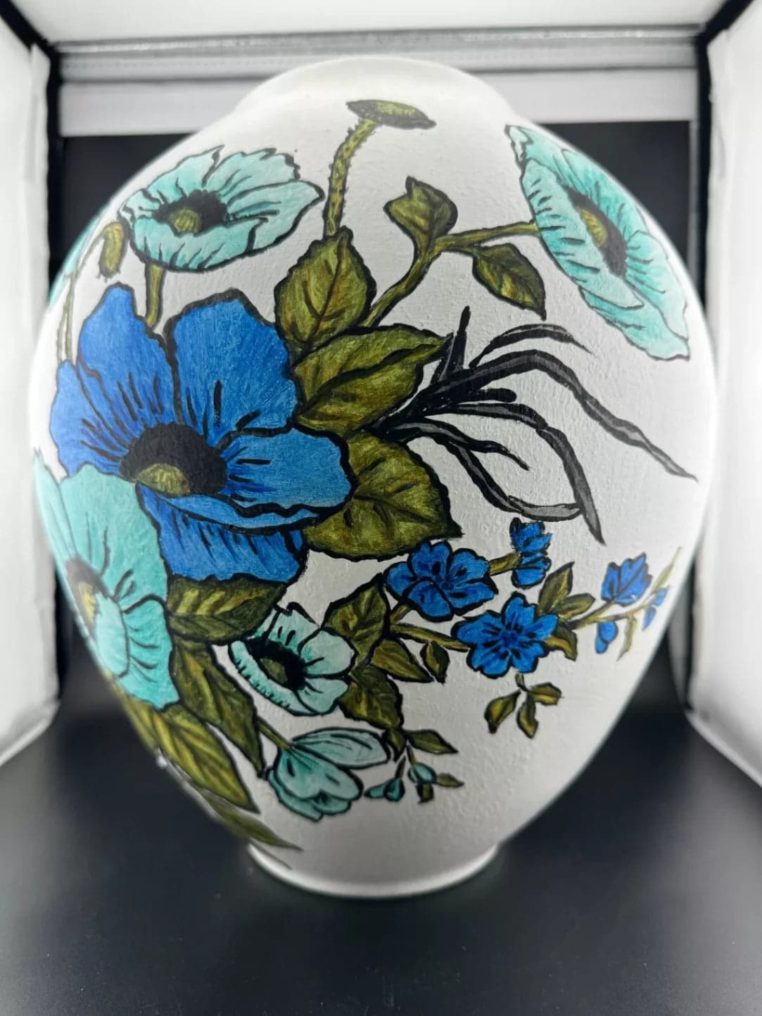 Hand-Painted Ceramic Vase Blue Poppy - Thumbnail 5