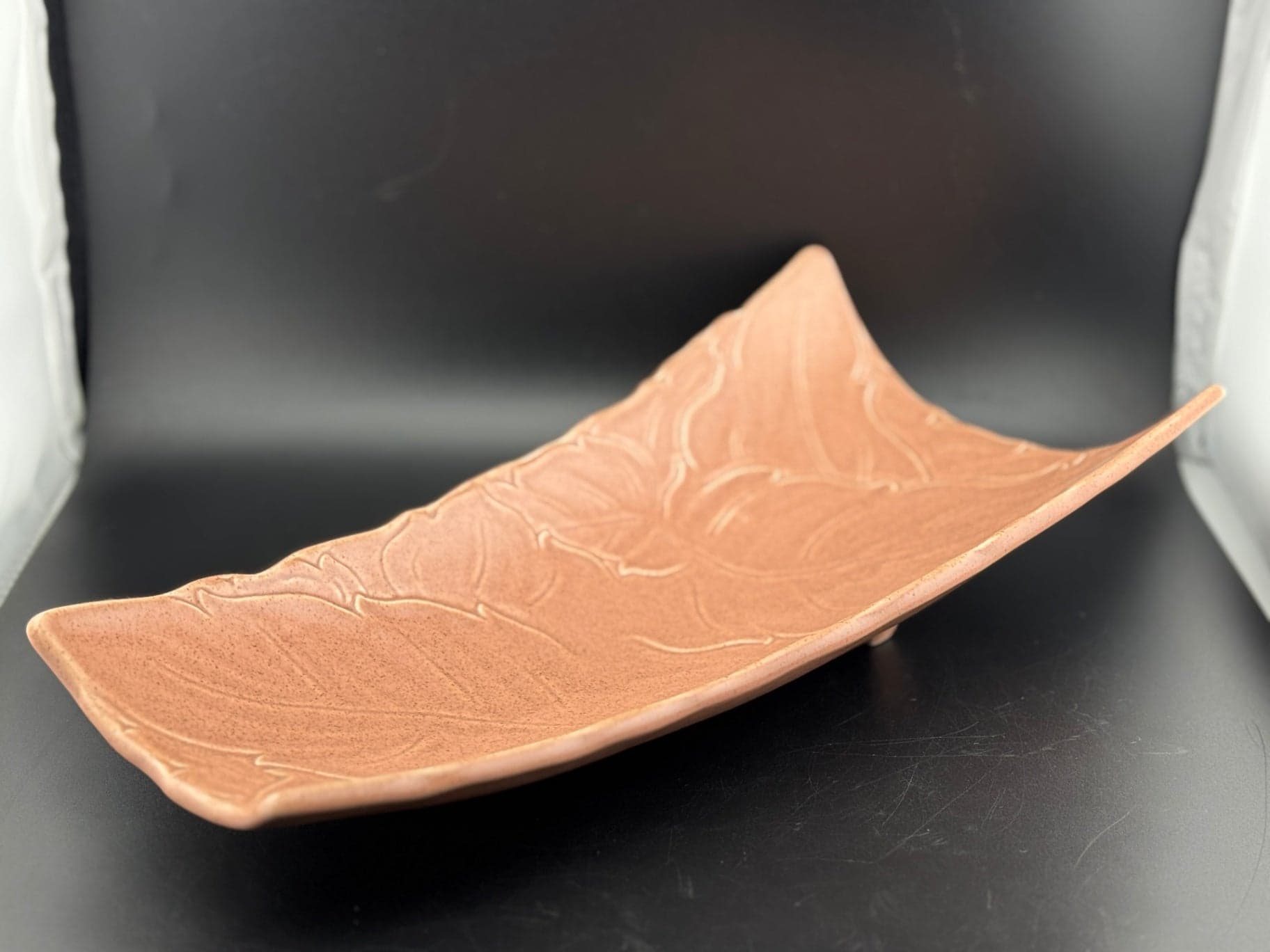 Woodfield Salmon Pink Three Toed Dish - Thumbnail 4