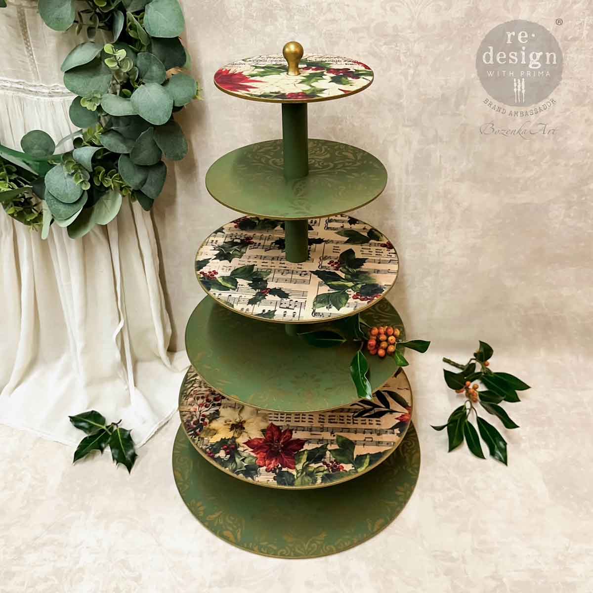 A3 Decoupage Fiber Pack - Poinsettias - Thumbnail 2