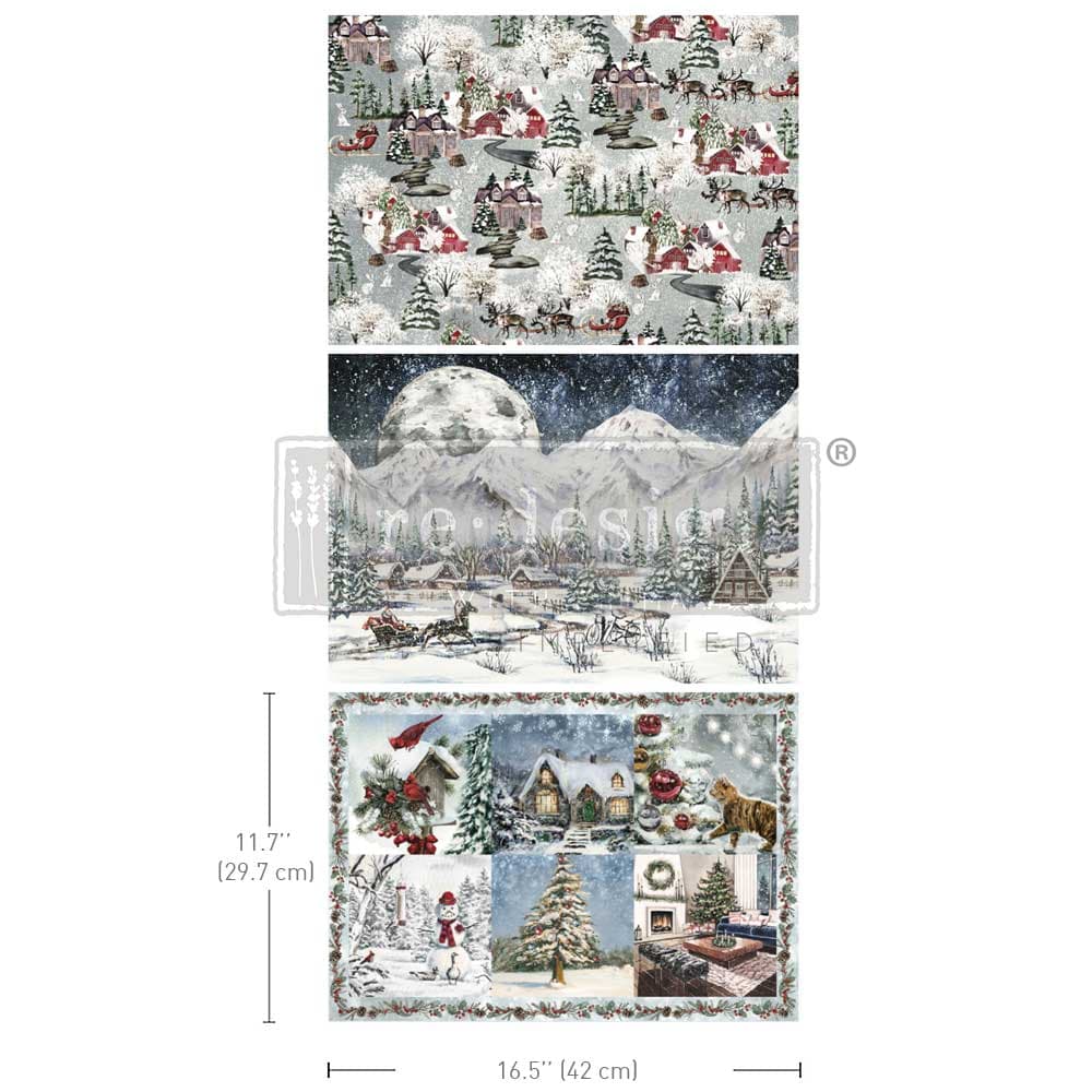 A3 Decoupage Fiber Pack - Snowfall Splendor - Image 1