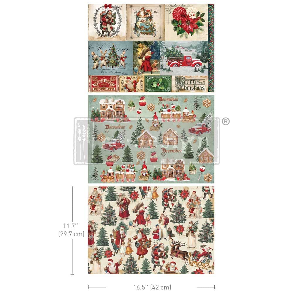 A3 Decoupage Fiber Pack - Santaland Sparkle - Image 1