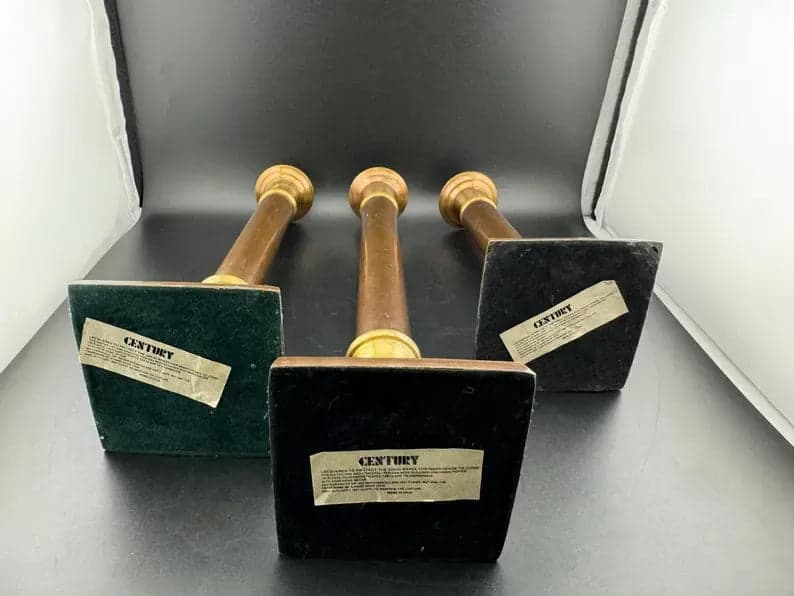 Set of 3 Two-Tone Brass Taper Candlesticks - Thumbnail 3