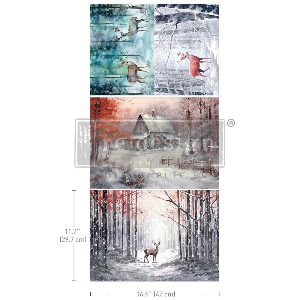 A3 Decoupage Fiber Pack - Dashing Through the Pines - Image 1