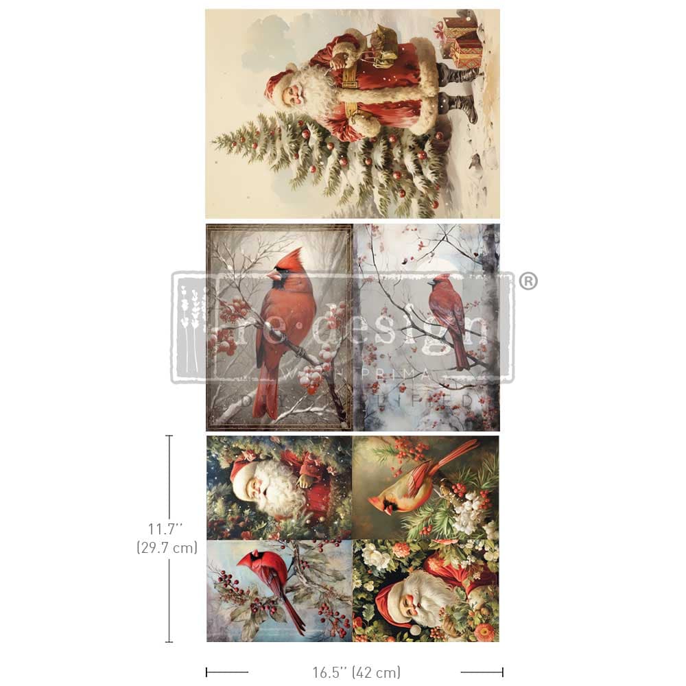 A3 Decoupage Fiber Pack - Festive Cardinal. - Image 1