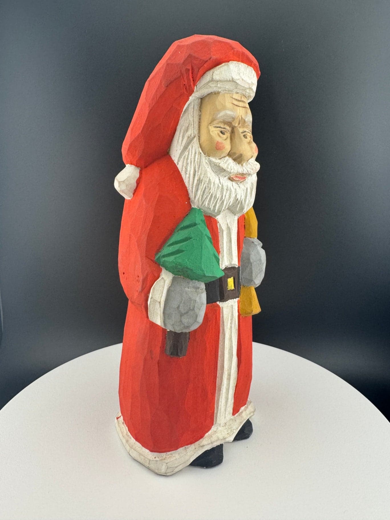 Hand-Carved Folk Santa Claus Statue - Thumbnail 6