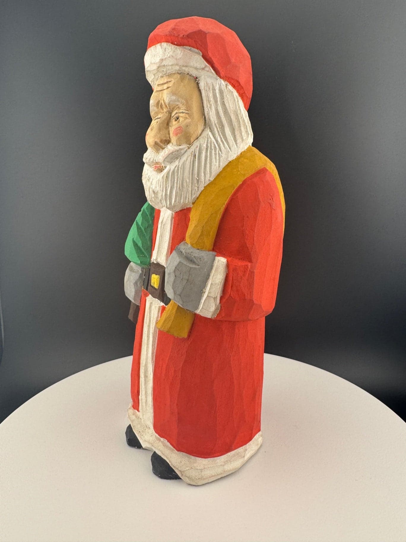 Hand-Carved Folk Santa Claus Statue - Thumbnail 2