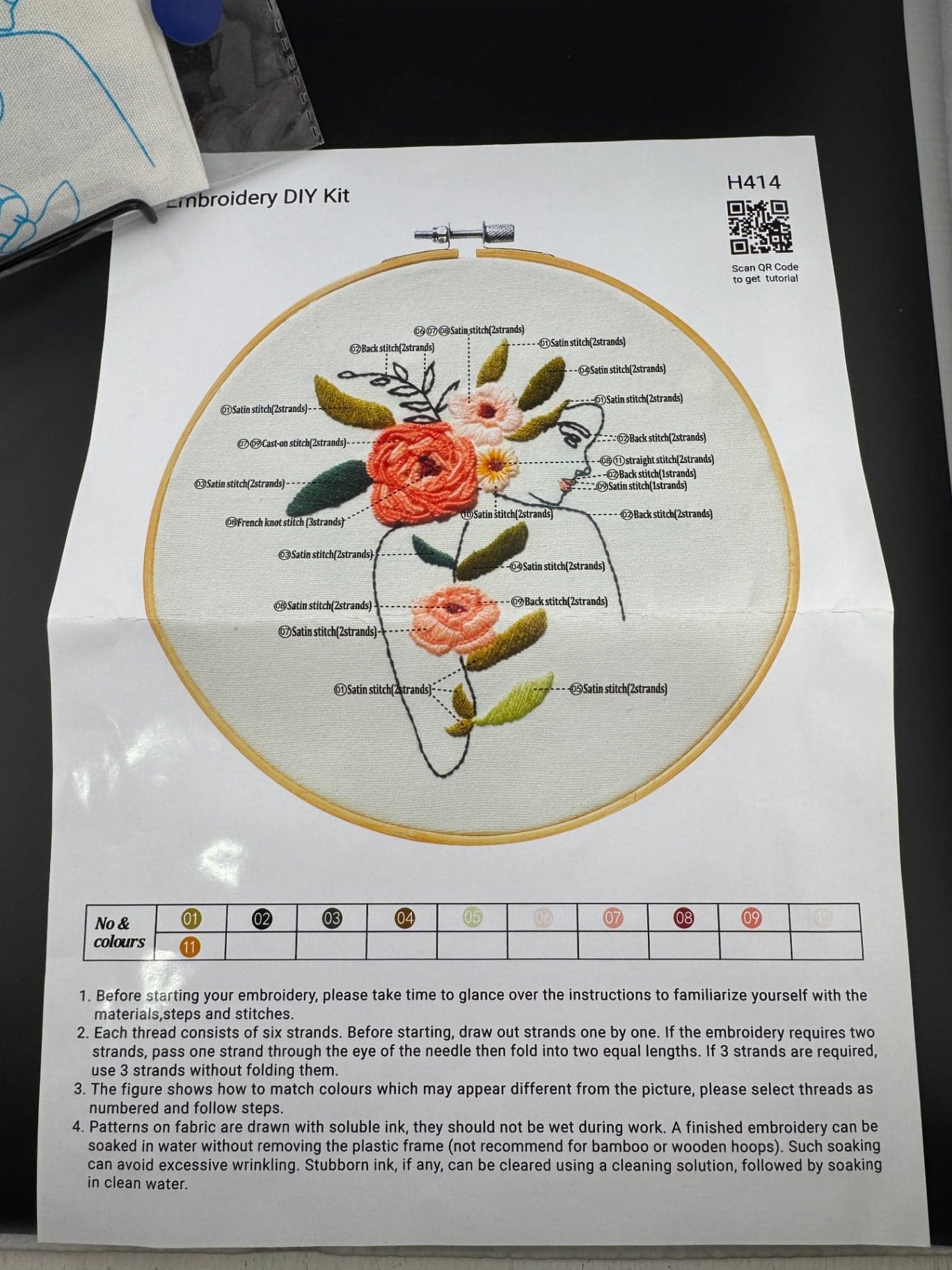 New Woman Outline with Floral Pattern Embroidery Kit - H414 - Image 1