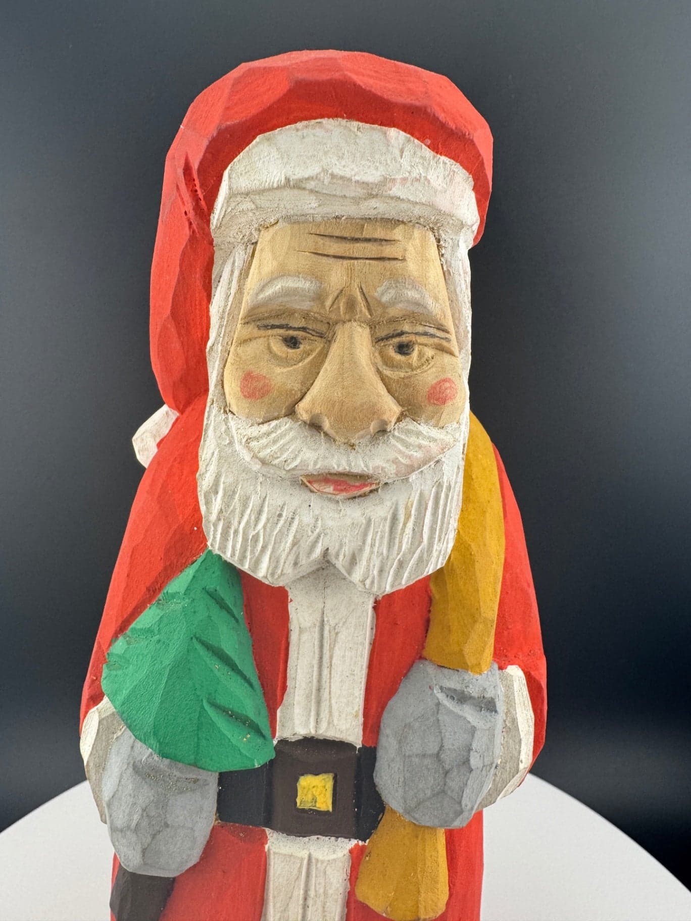 Hand-Carved Folk Santa Claus Statue - Thumbnail 7