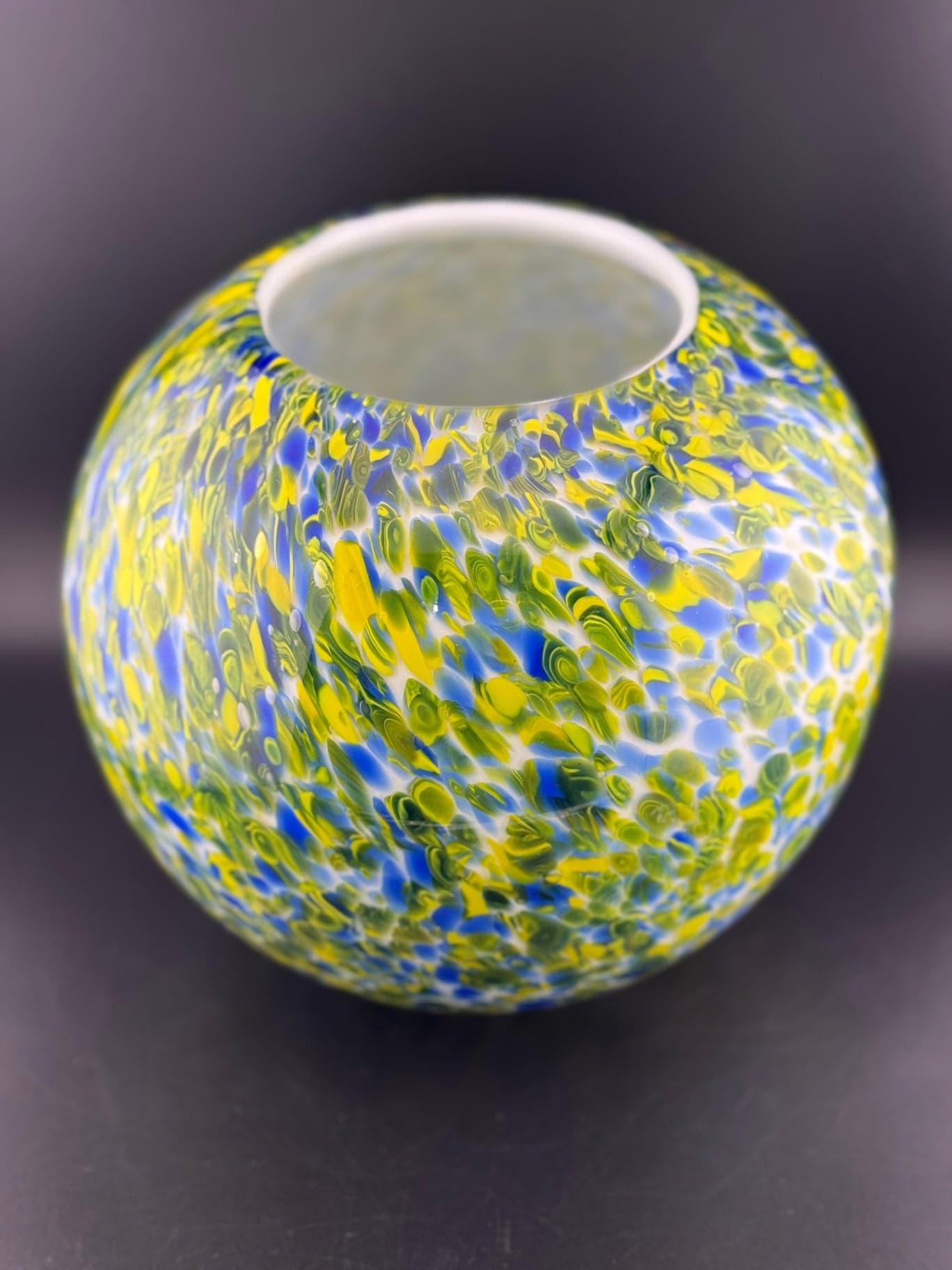 Yellow & Blue Swirl Glass Vase - Thumbnail 2