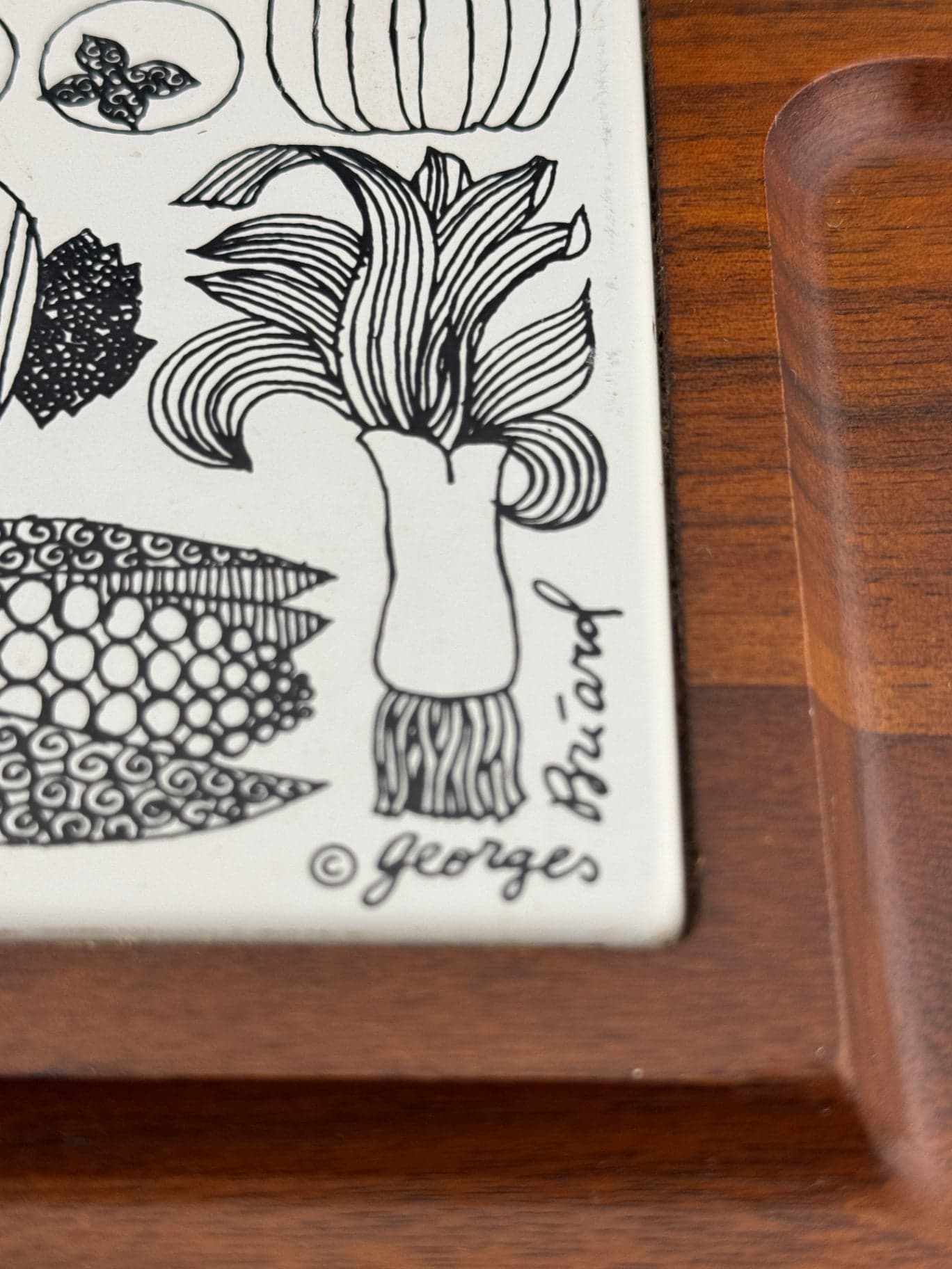 Mid Cen Teak Cheese Tray/Georges Briard - Thumbnail 3