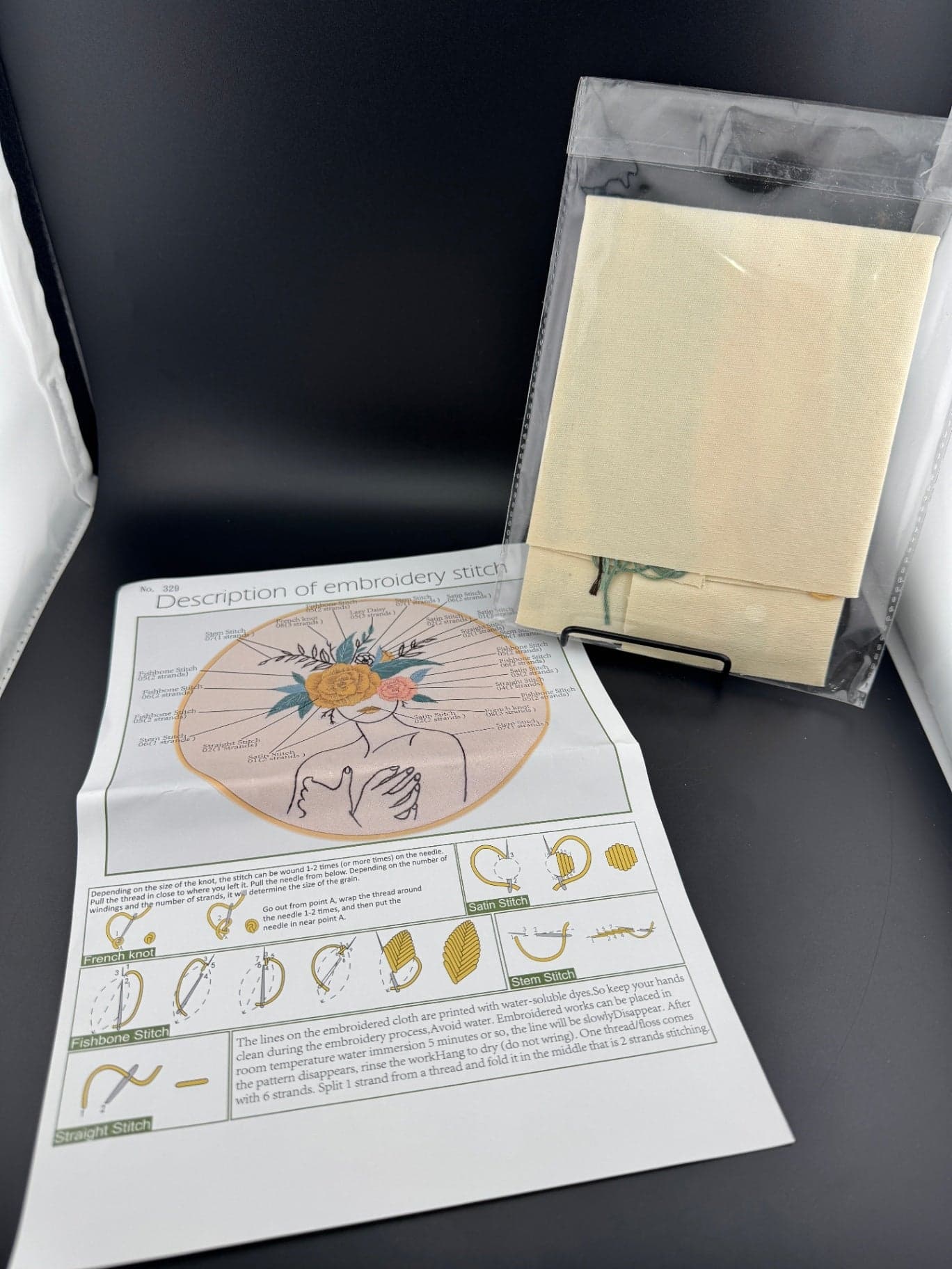 New Outline of Woman with Floral Crown Embroidery Kit - No. 329 - Thumbnail 3