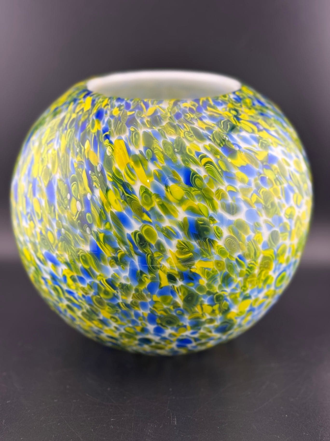 Yellow & Blue Swirl Glass Vase - Image 1