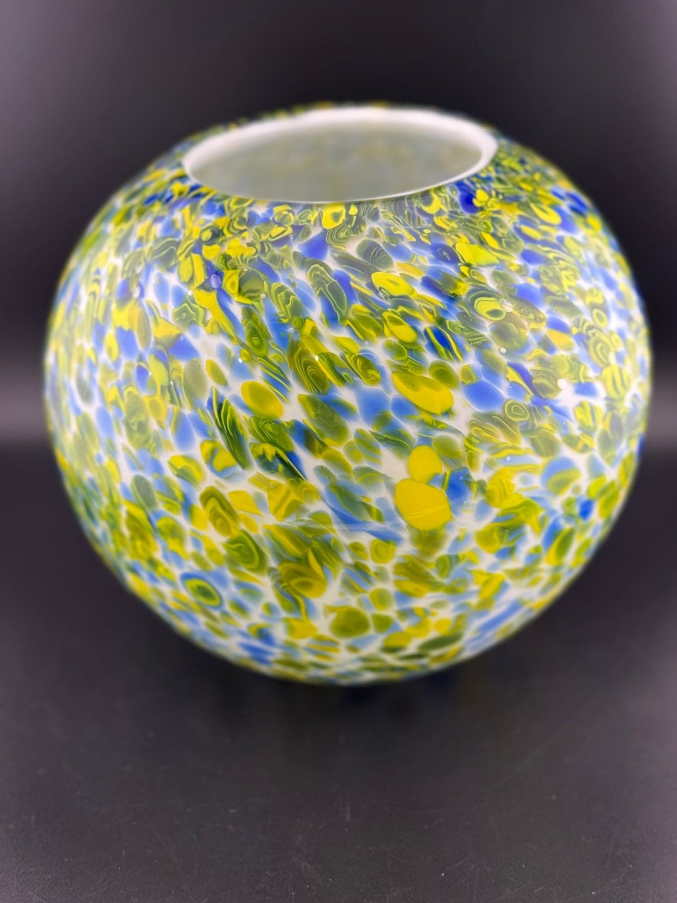 Yellow & Blue Swirl Glass Vase - Thumbnail 3