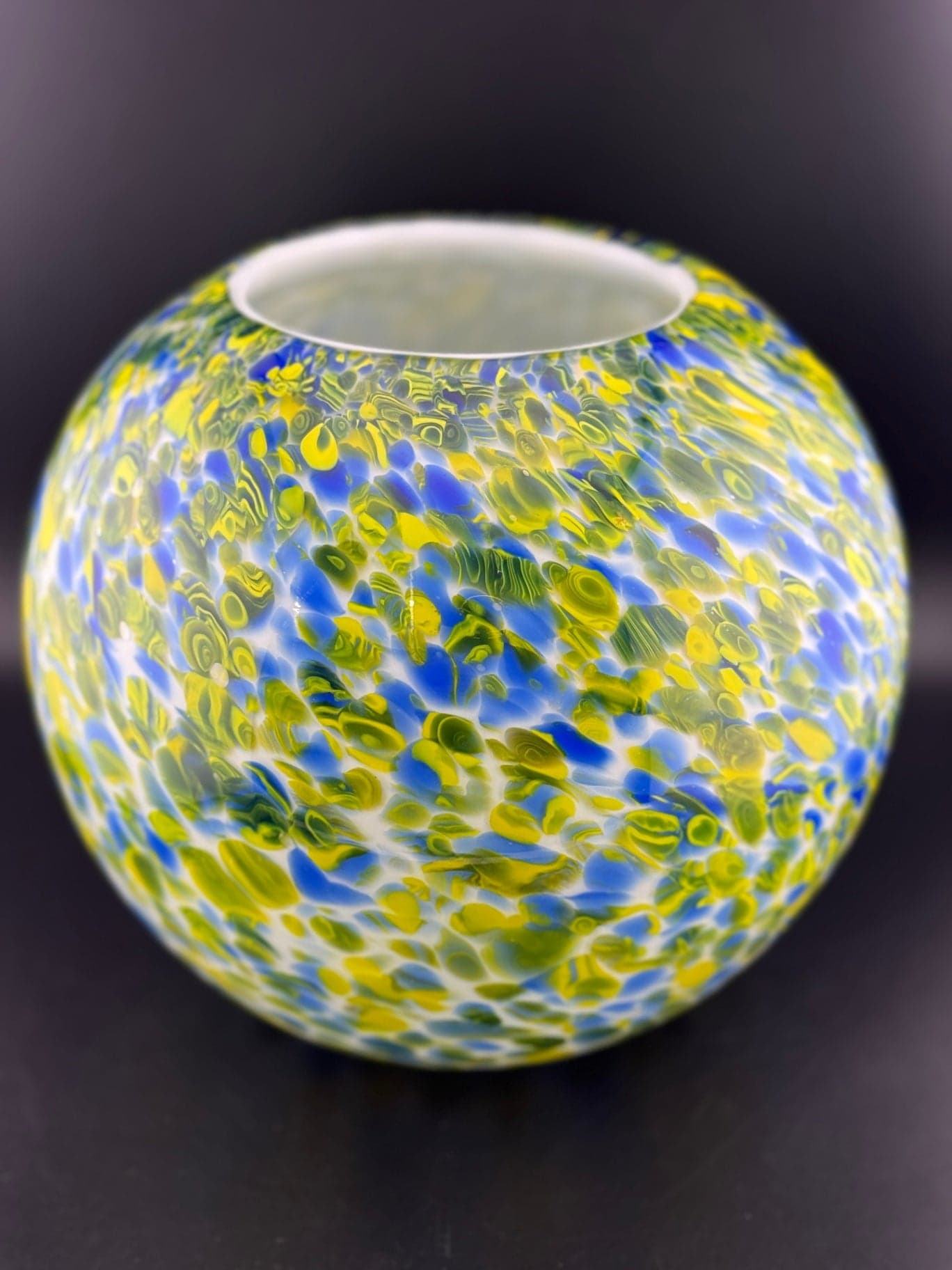 Yellow & Blue Swirl Glass Vase - Thumbnail 4