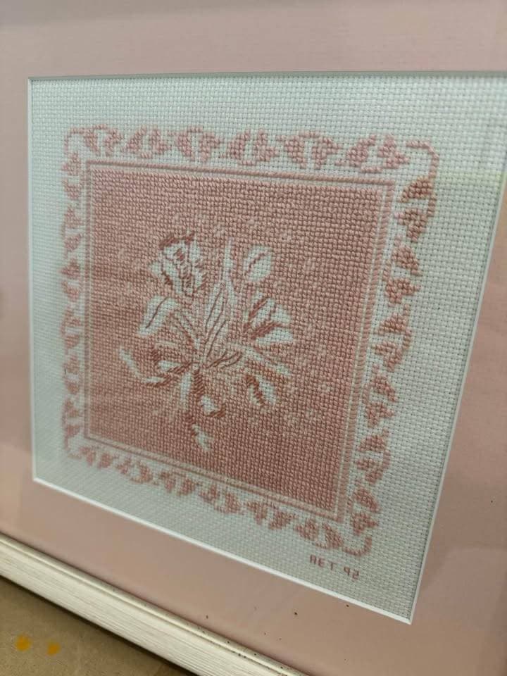 Soft Pink Floral Cross Stitch - Thumbnail 2