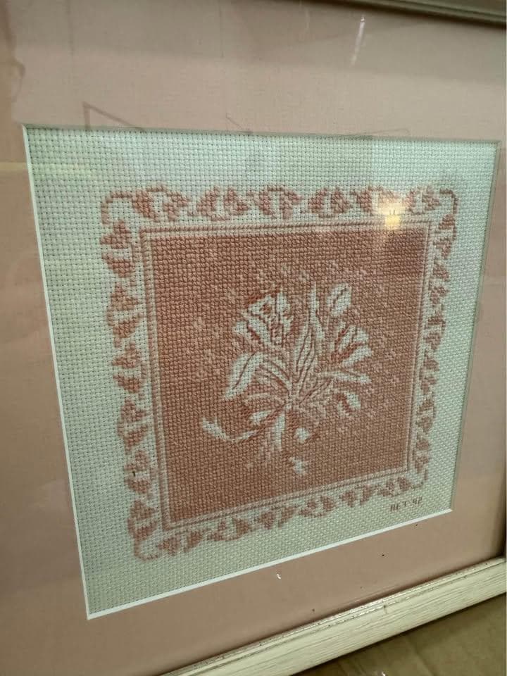 Soft Pink Floral Cross Stitch - Thumbnail 3