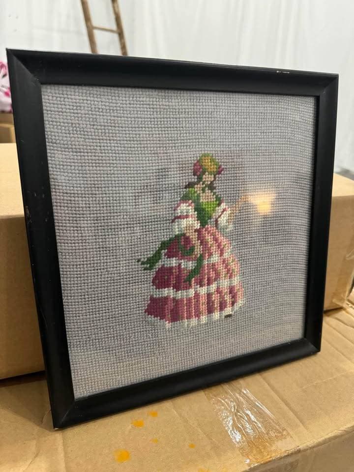 Victorian Woman Crewel - Image 1