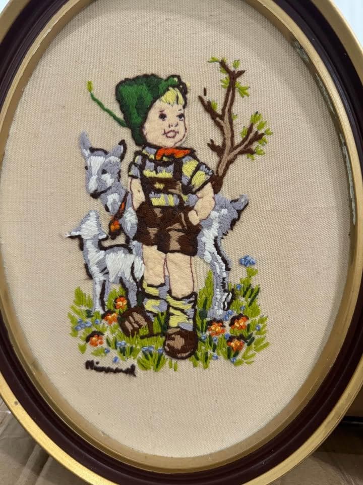 Hummel Boy with Goats Crewel - Image 1