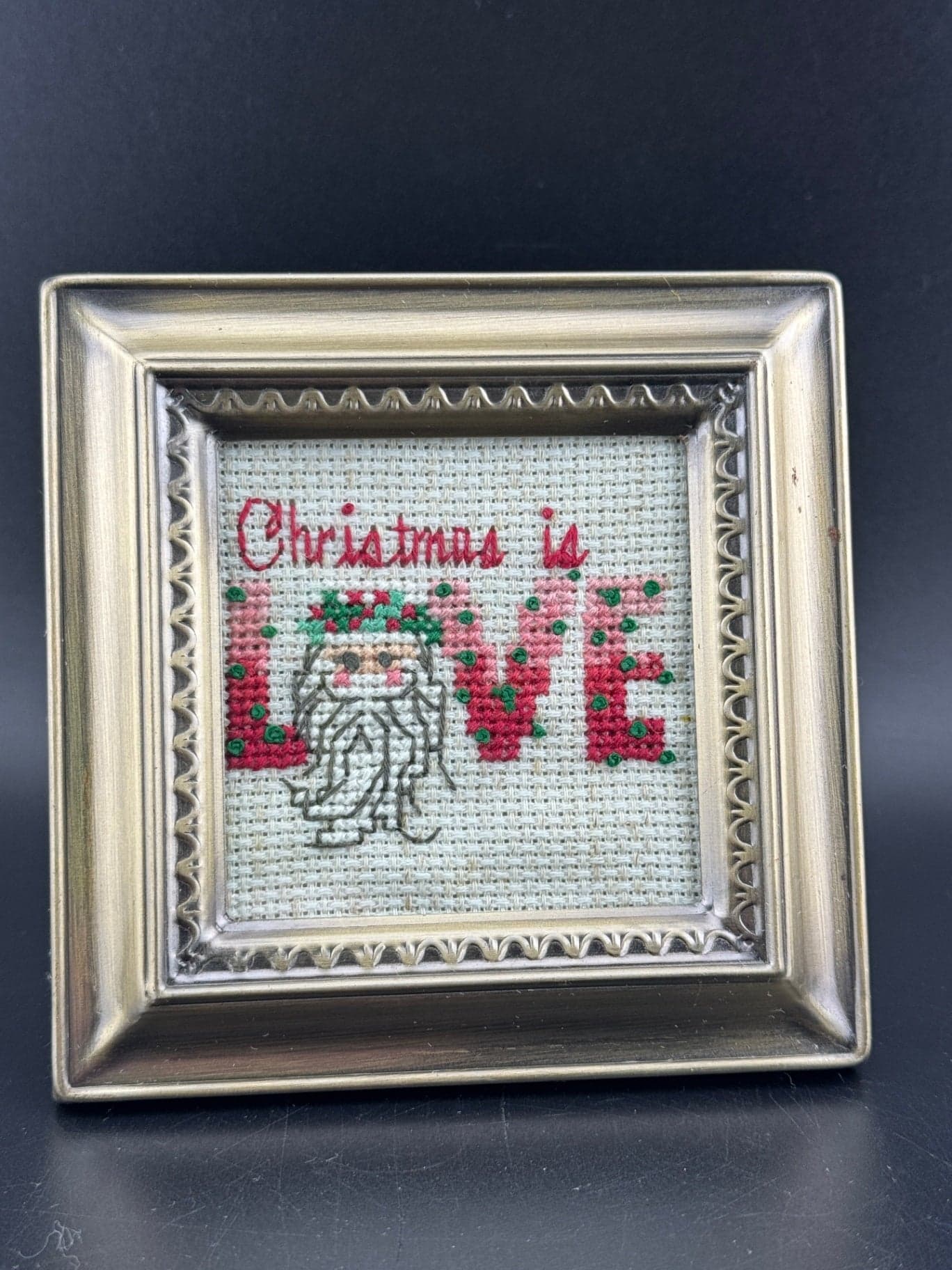 Christmas is Love Mini Framed Cross Stitch - Image 1