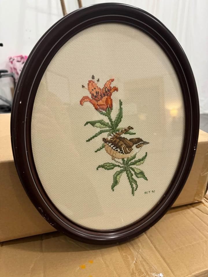Bird on Lily Cross Stitch - Image 1