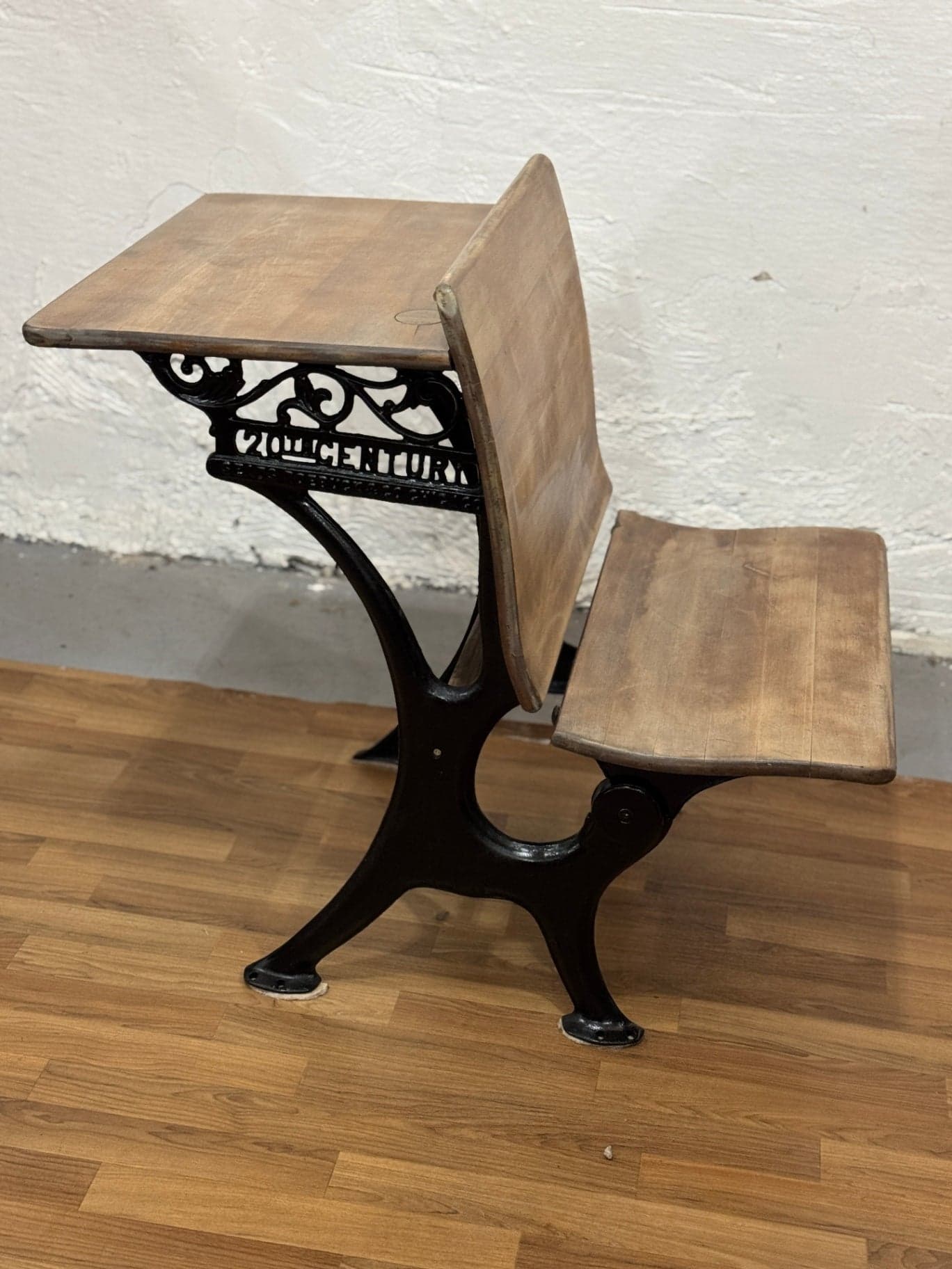 Vintage Wood & Iron School Desk - Thumbnail 2