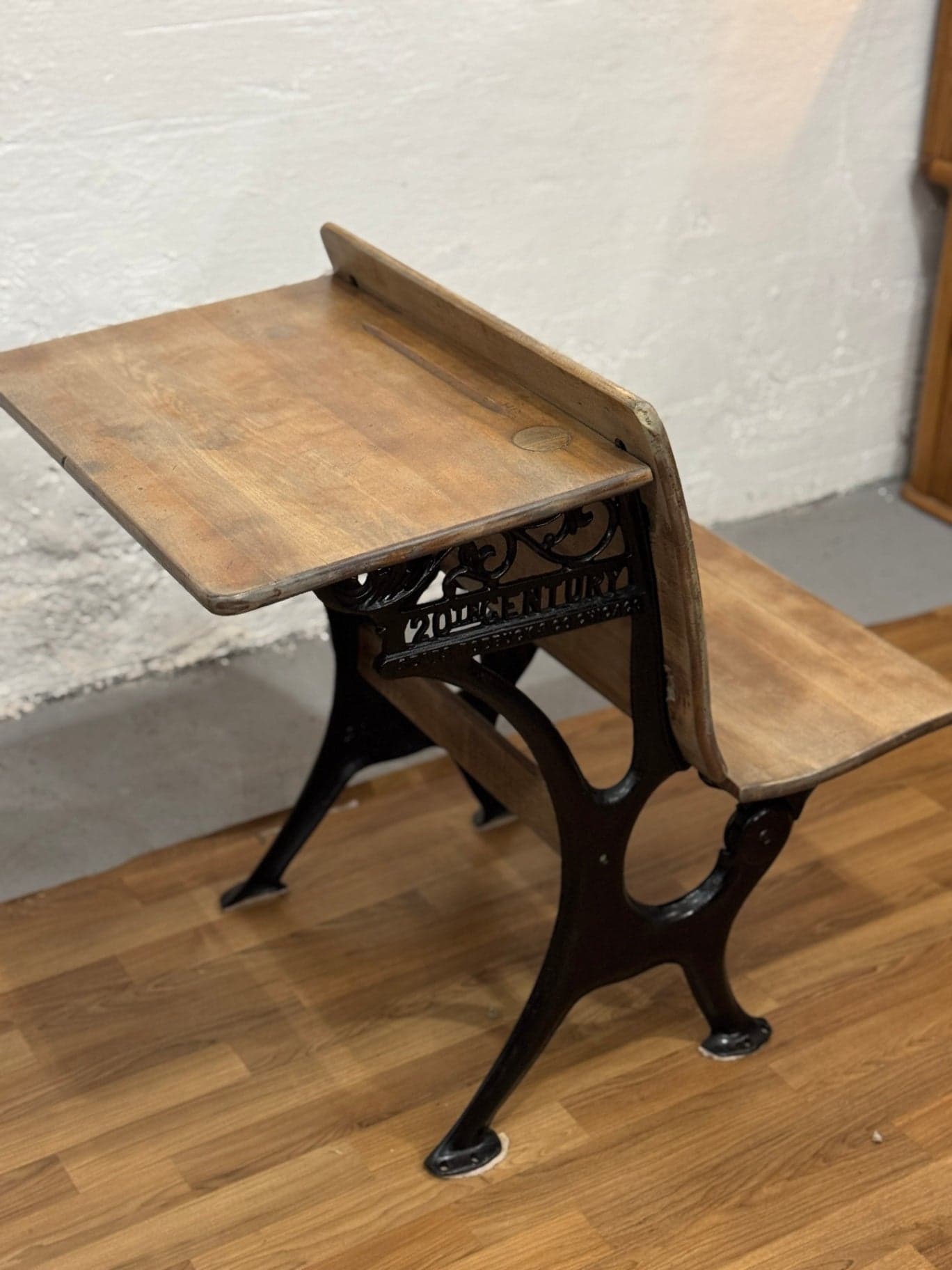 Vintage Wood & Iron School Desk - Thumbnail 4
