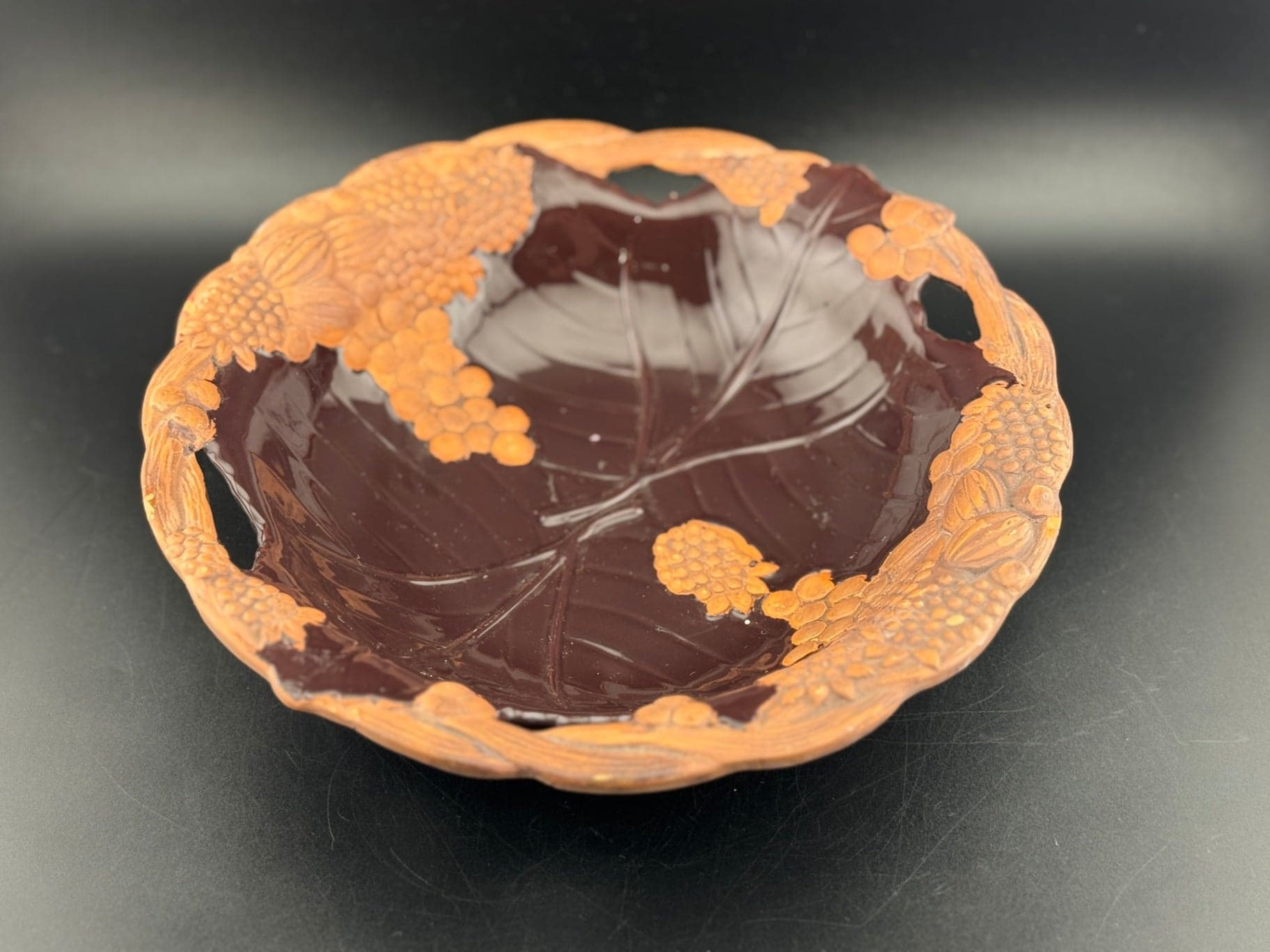 Hand Painted 8.5" Pottery Footed Bowl - Image 1
