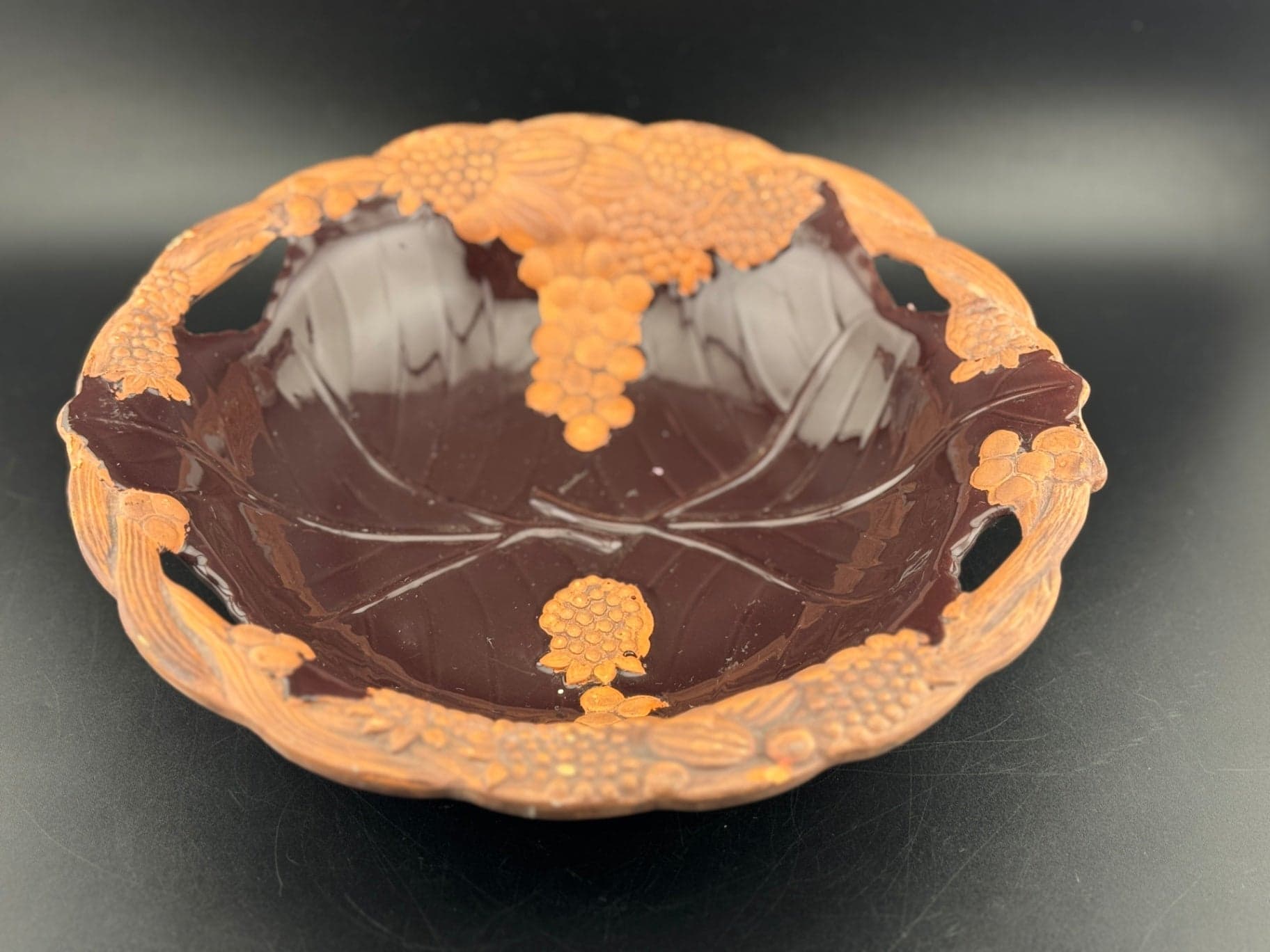Hand Painted 8.5" Pottery Footed Bowl - Thumbnail 2