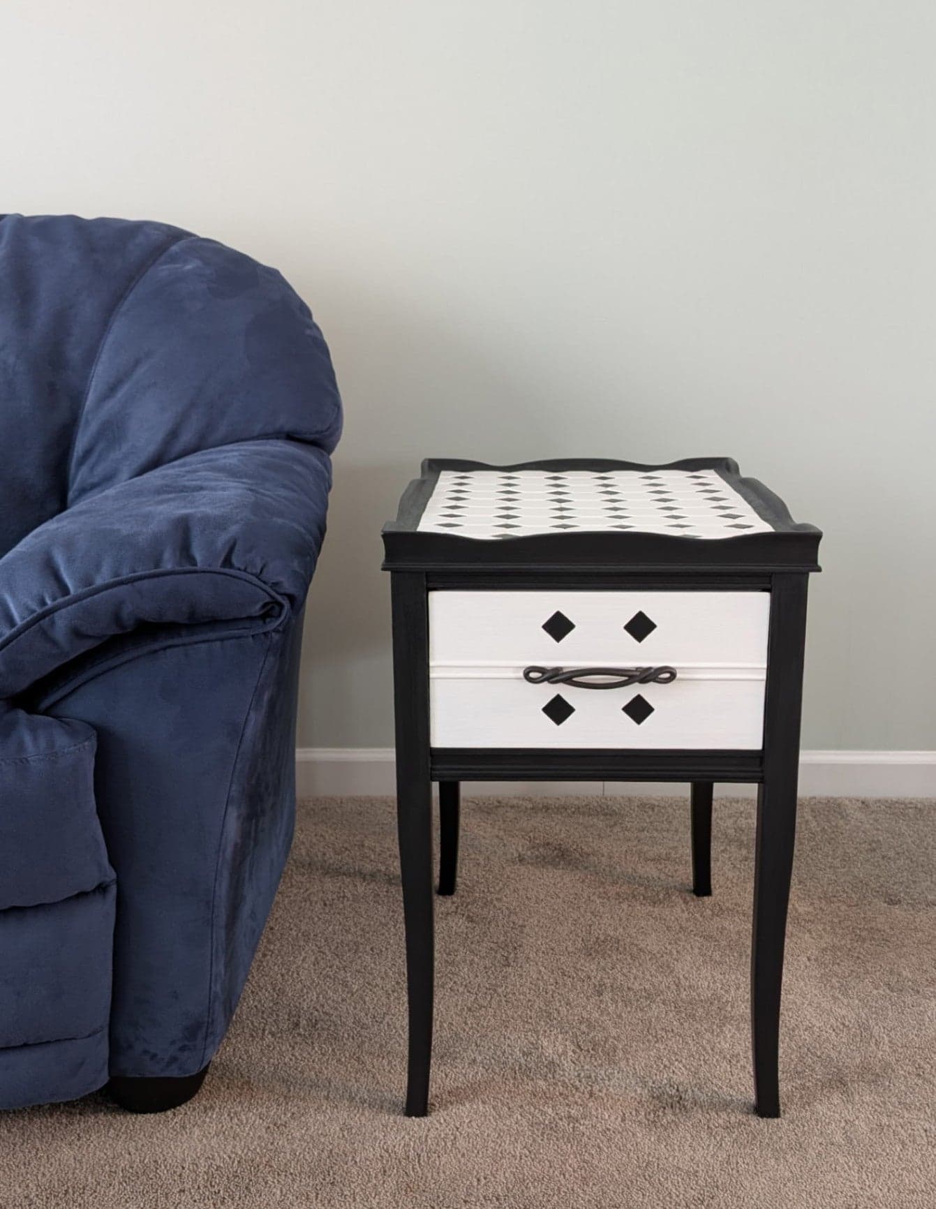 Classic Black & White Refinished End Table - Image 1