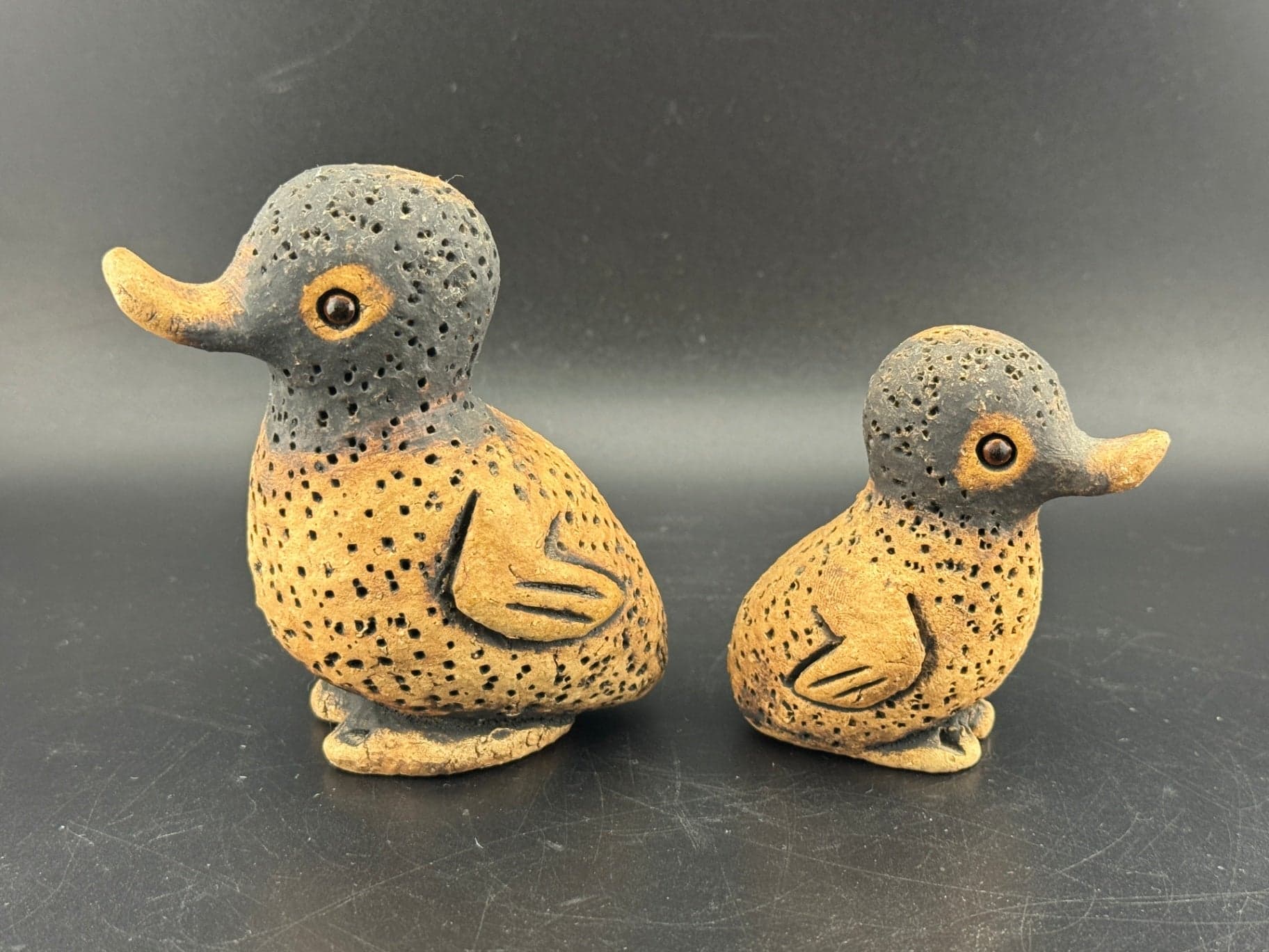 Pair of Signed Studio Pottery Ducks - Thumbnail 2