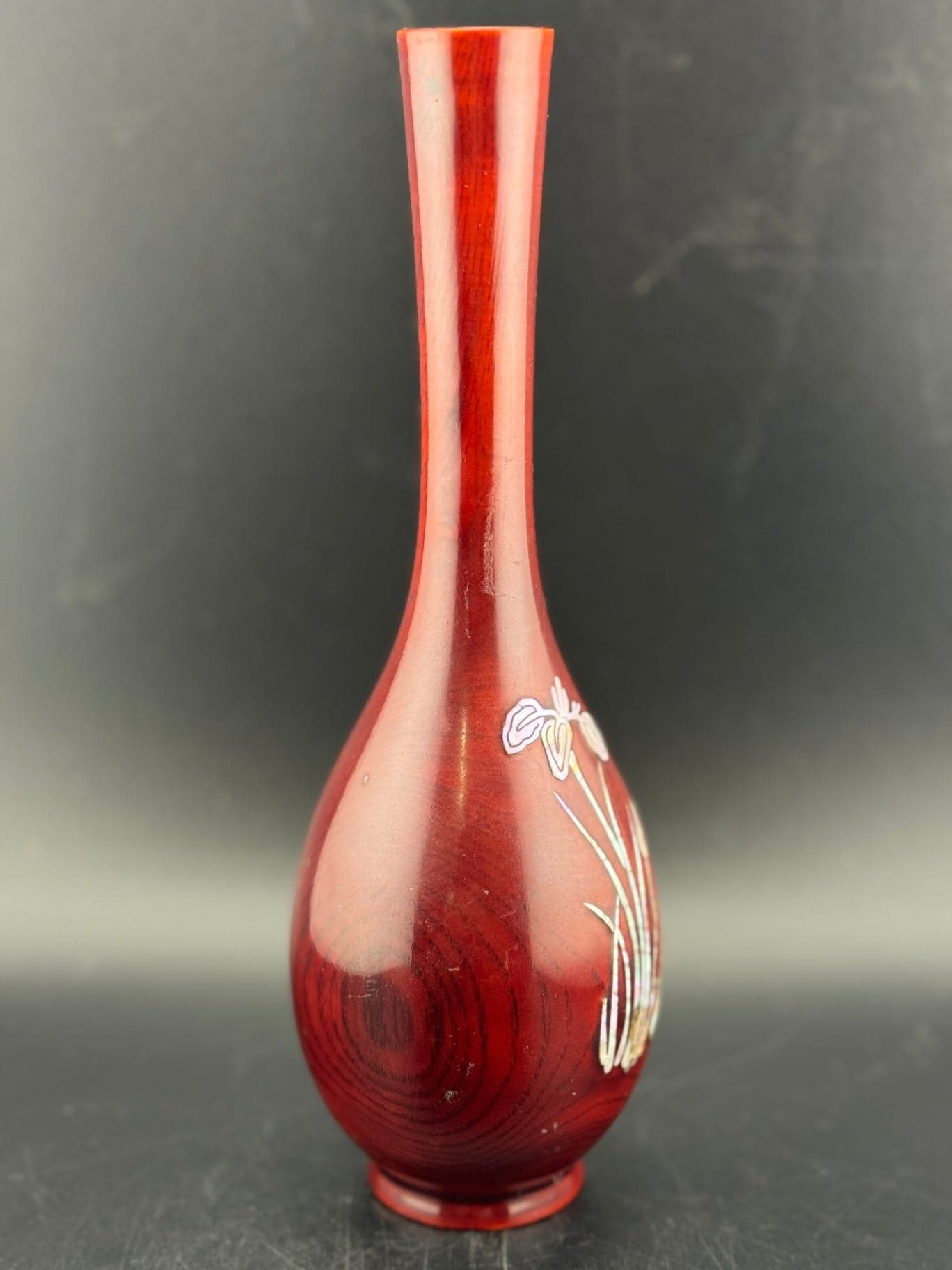 VTG Inlaid Abalone Shell Iris Flower Vase - Thumbnail 3