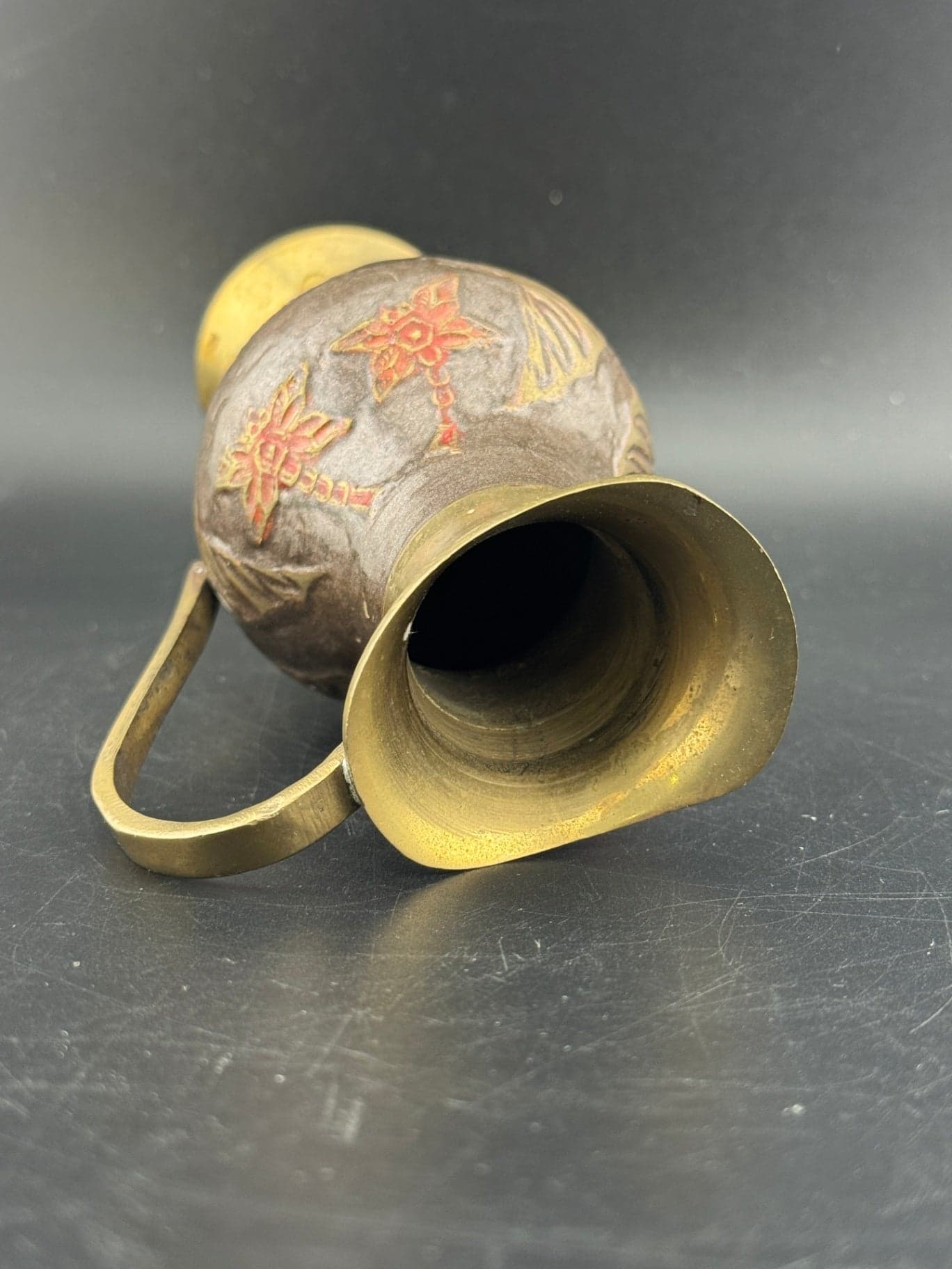 Vintage Brass Enamel Pitcher - Thumbnail 7