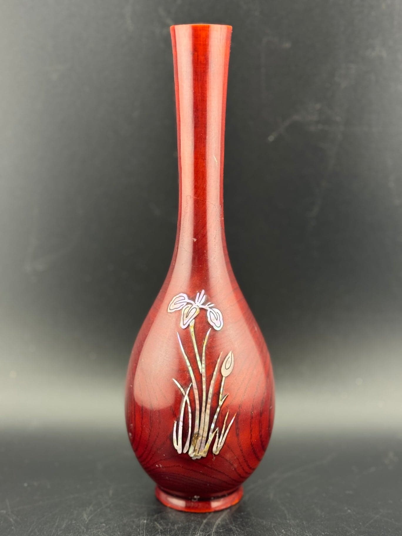 VTG Inlaid Abalone Shell Iris Flower Vase - Image 1