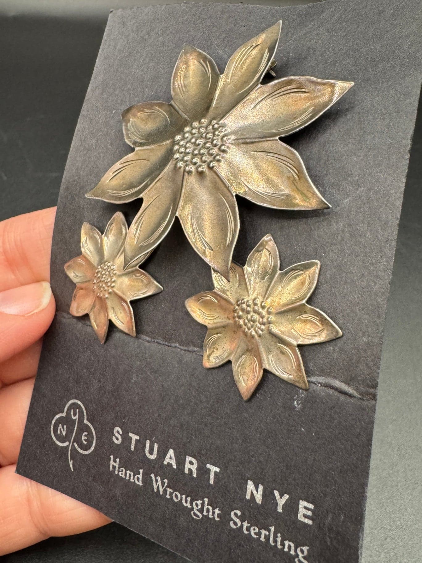 VTG Stuart Nye Sterling Brooch & Earring Set - Thumbnail 4