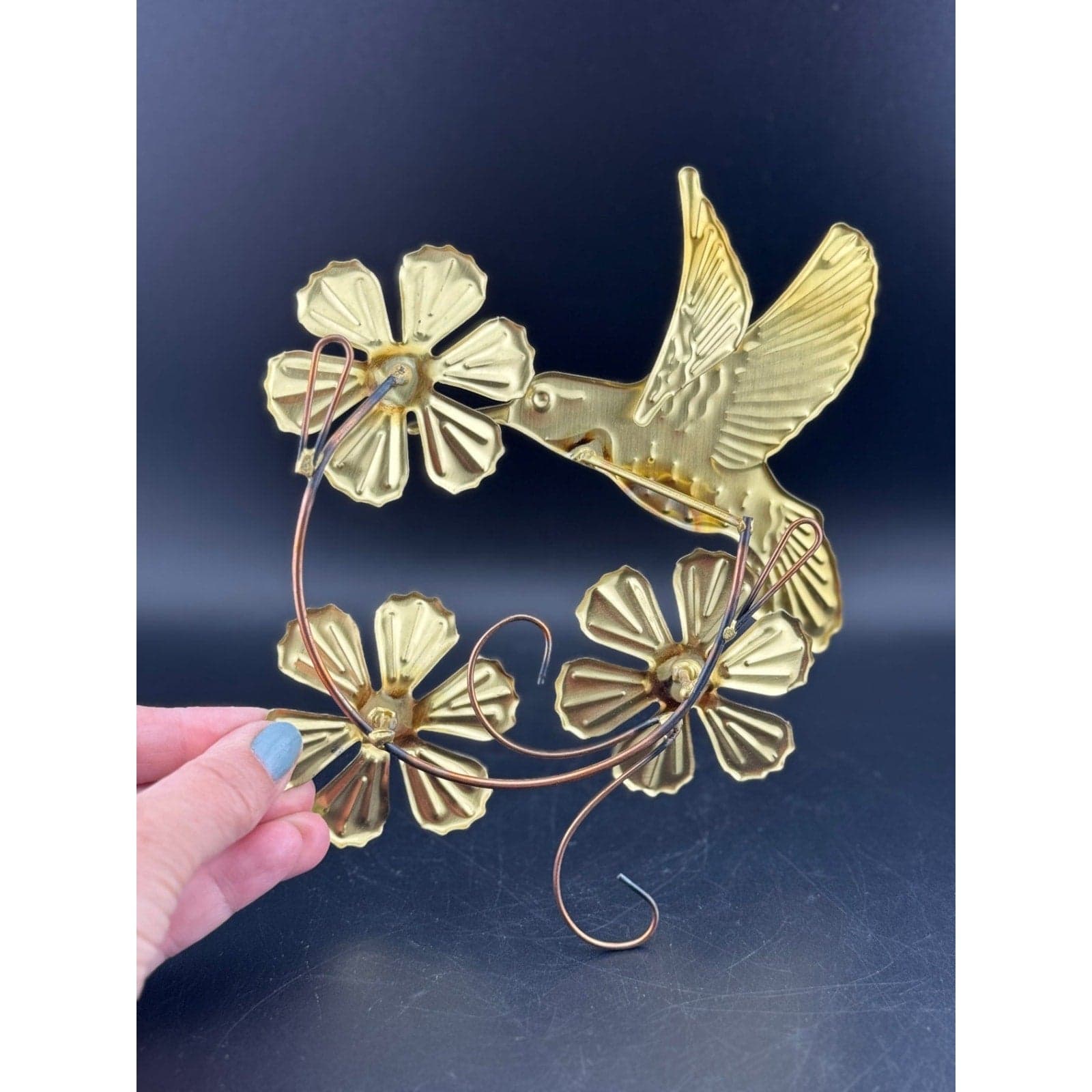 3-Piece Brass Hummingbird Wall Hangers - Thumbnail 8