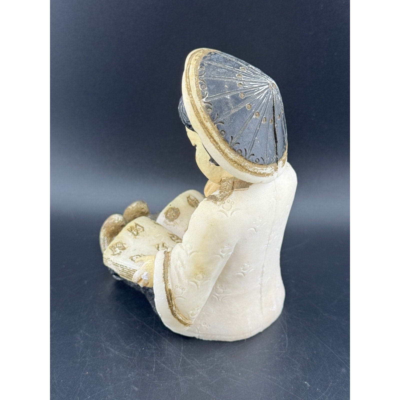 Vintage Salt Stone Little Asian Girl Reading - Thumbnail 6