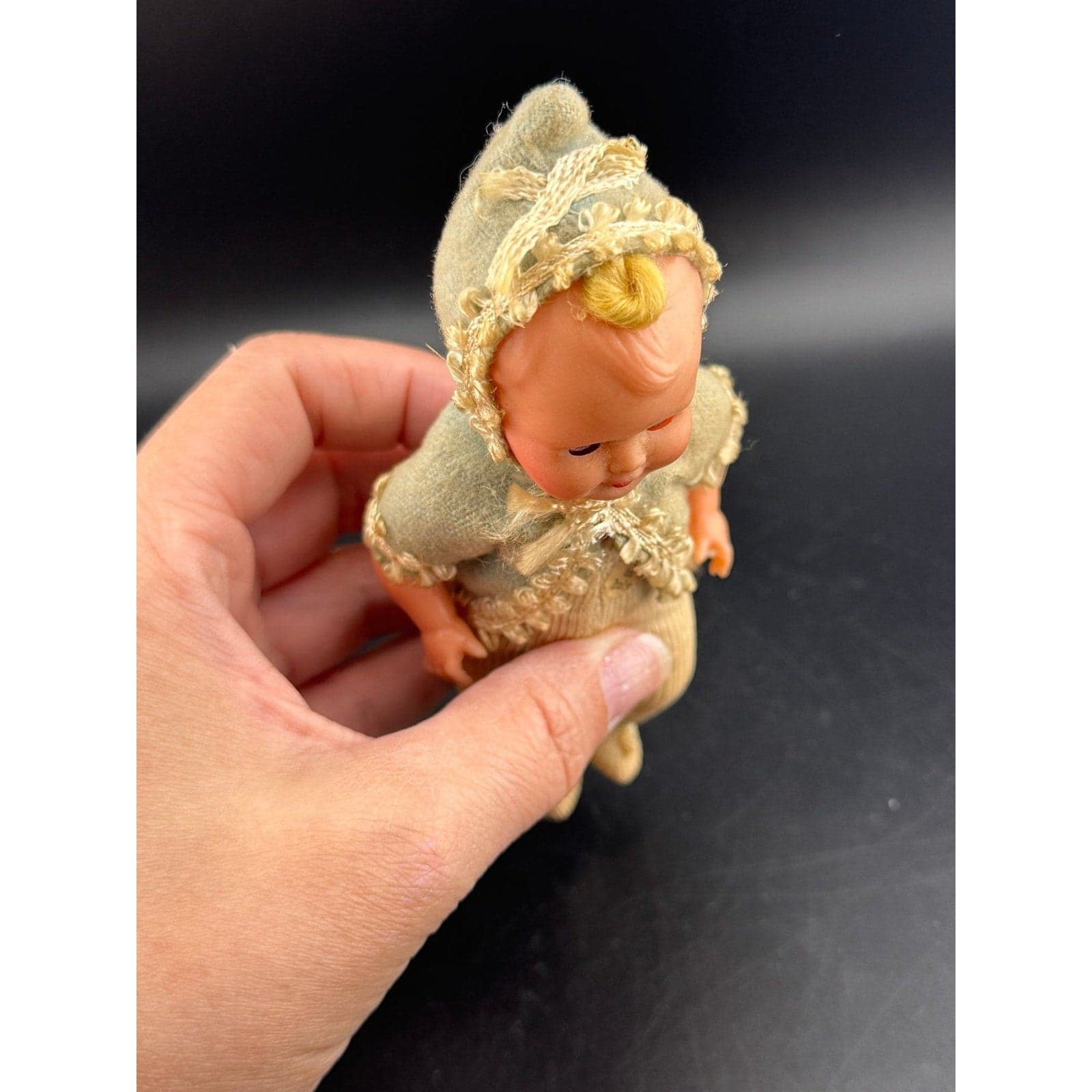 Antique Miniature Baby Doll in Cradle - Thumbnail 9