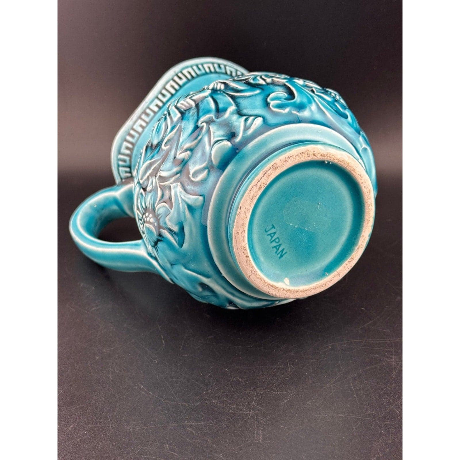 Vintage Japanese Majolica Teal Blue Pitcher - Thumbnail 7