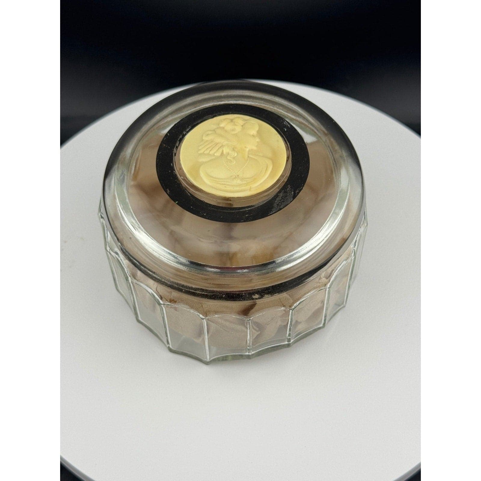 Vintage Celluloid Cameo Dresser Jar - Image 1
