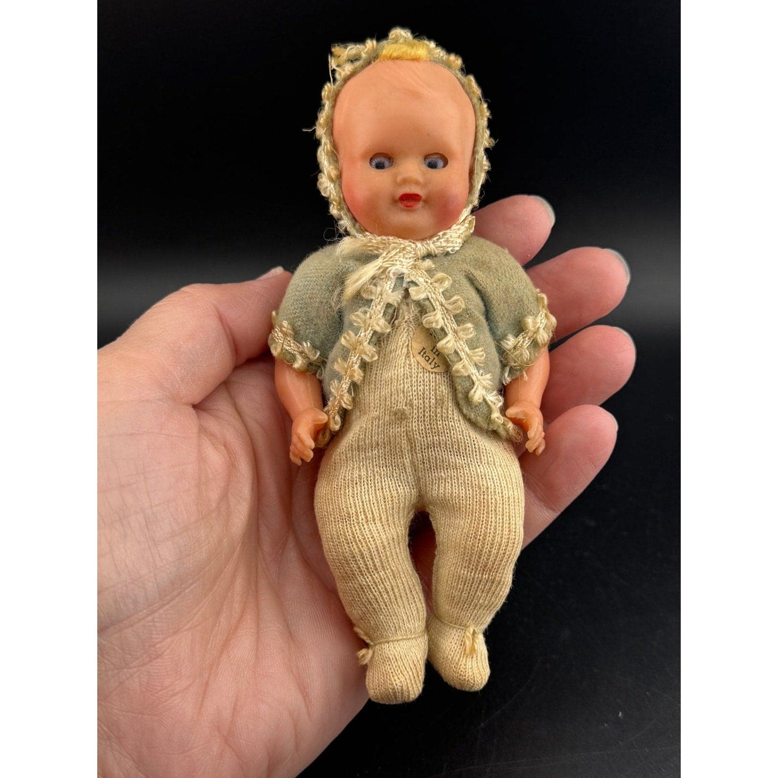 Antique Miniature Baby Doll in Cradle - Thumbnail 6