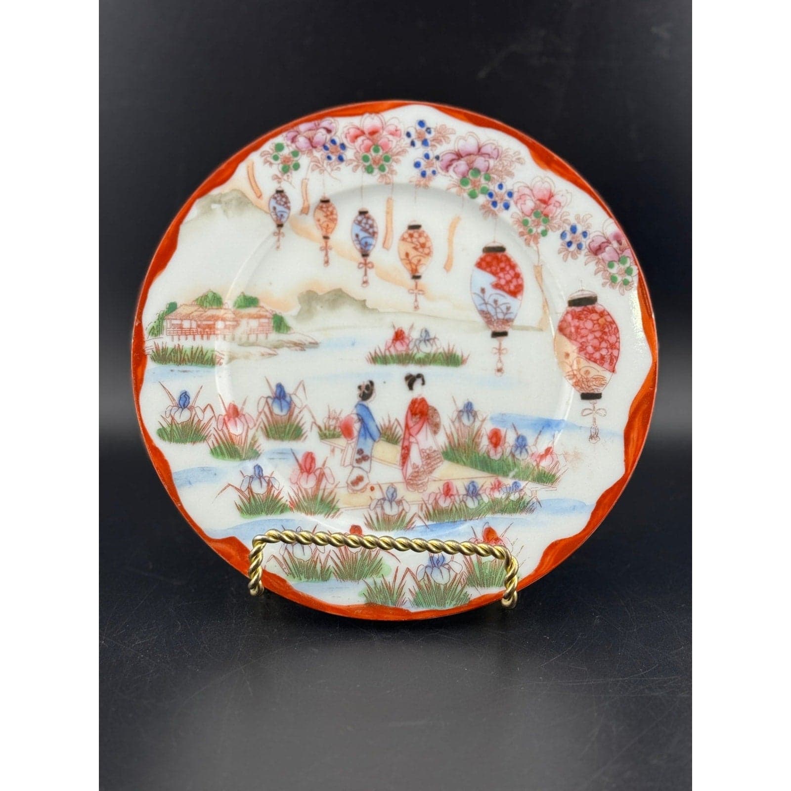 Vintage Kutani Handpainted Geisha Plate - Image 1